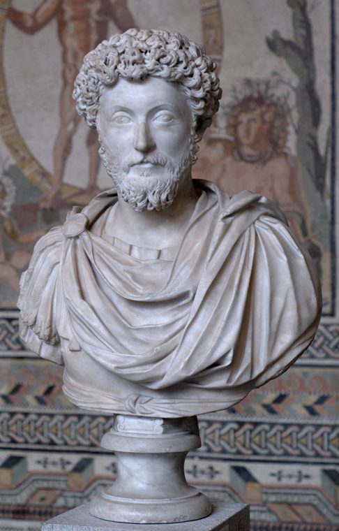 Marble bust of the Roman emperor and Stoic philosopher Marcus Aurelius